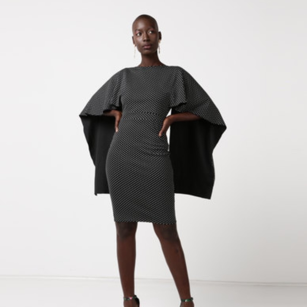 City Goddess London Open Back Polka Dot Midi Dress